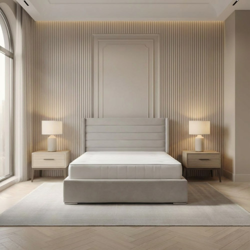 Quattro Fabric Wingback Bed